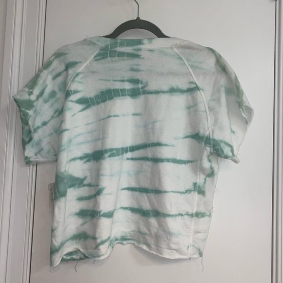 U.S. Apparel Teal and White Anchor Miramar Beach Florida Tie Dye Cropped T-Shirt - Picture 2 of 3